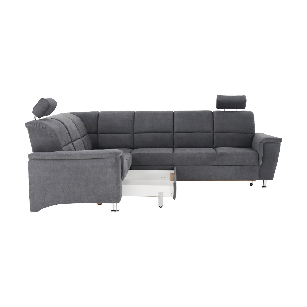 Colţar extensibil, material textil gri, model stânga, SANTIAGO