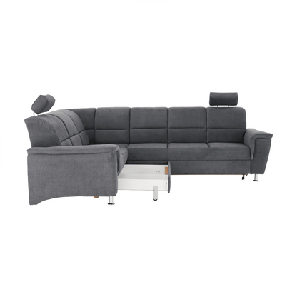 Colţar extensibil, material textil gri, model stânga, SANTIAGO