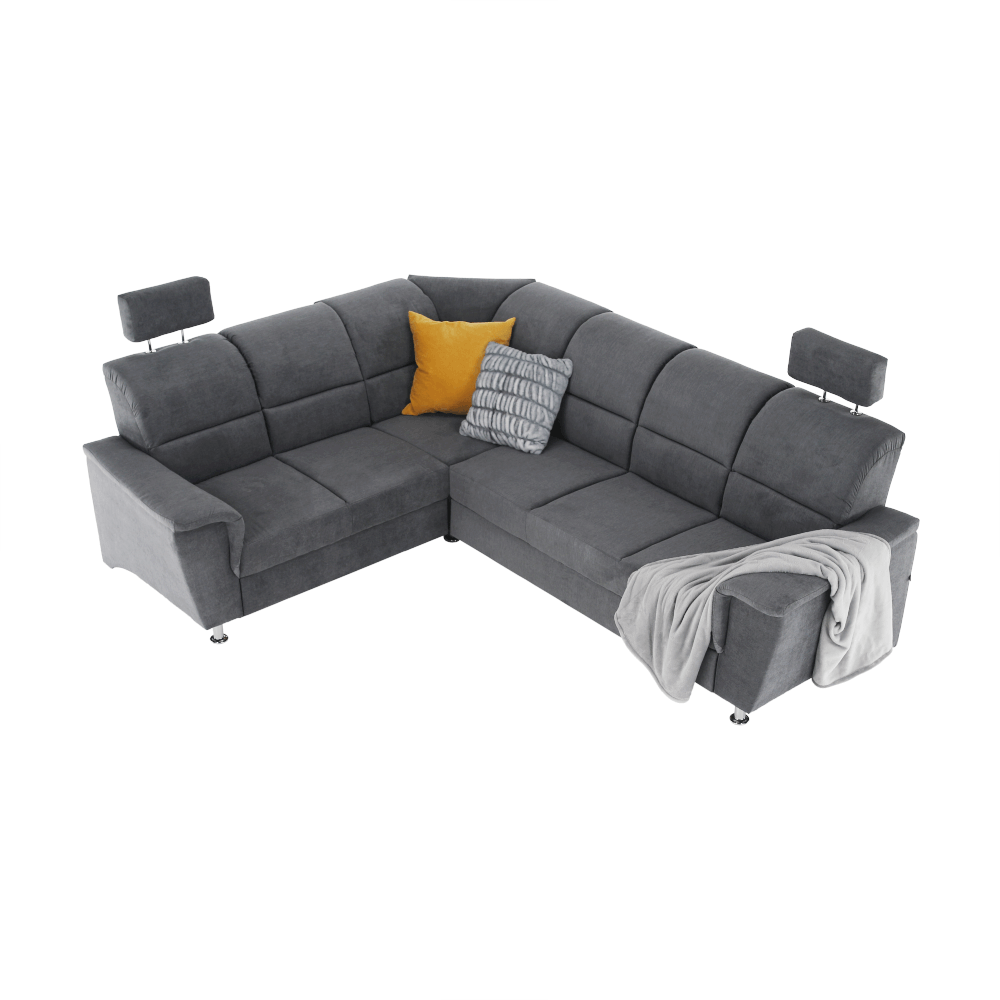 Colţar extensibil, material textil gri, model stânga, SANTIAGO