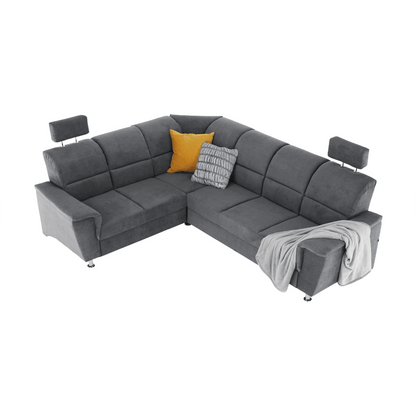 Colţar extensibil, material textil gri, model stânga, SANTIAGO