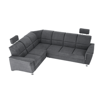 Colţar extensibil, material textil gri, model stânga, SANTIAGO