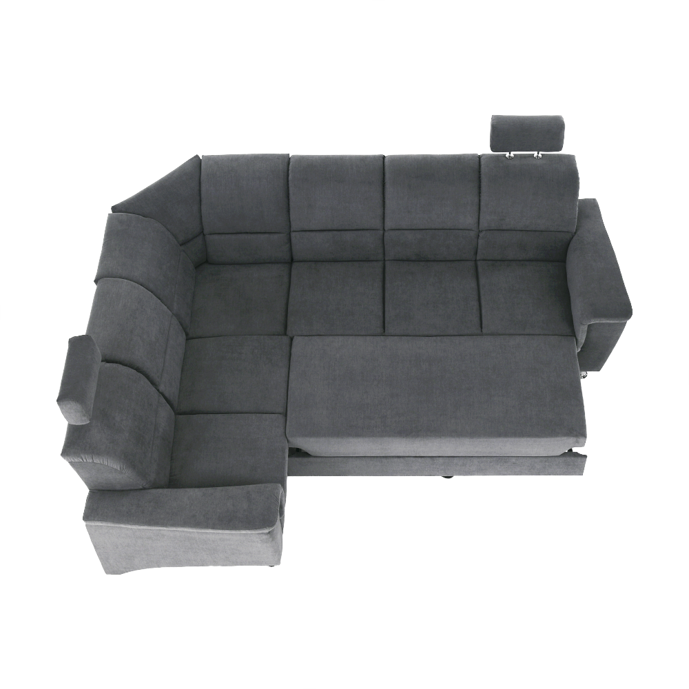 Colţar extensibil, material textil gri, model stânga, SANTIAGO