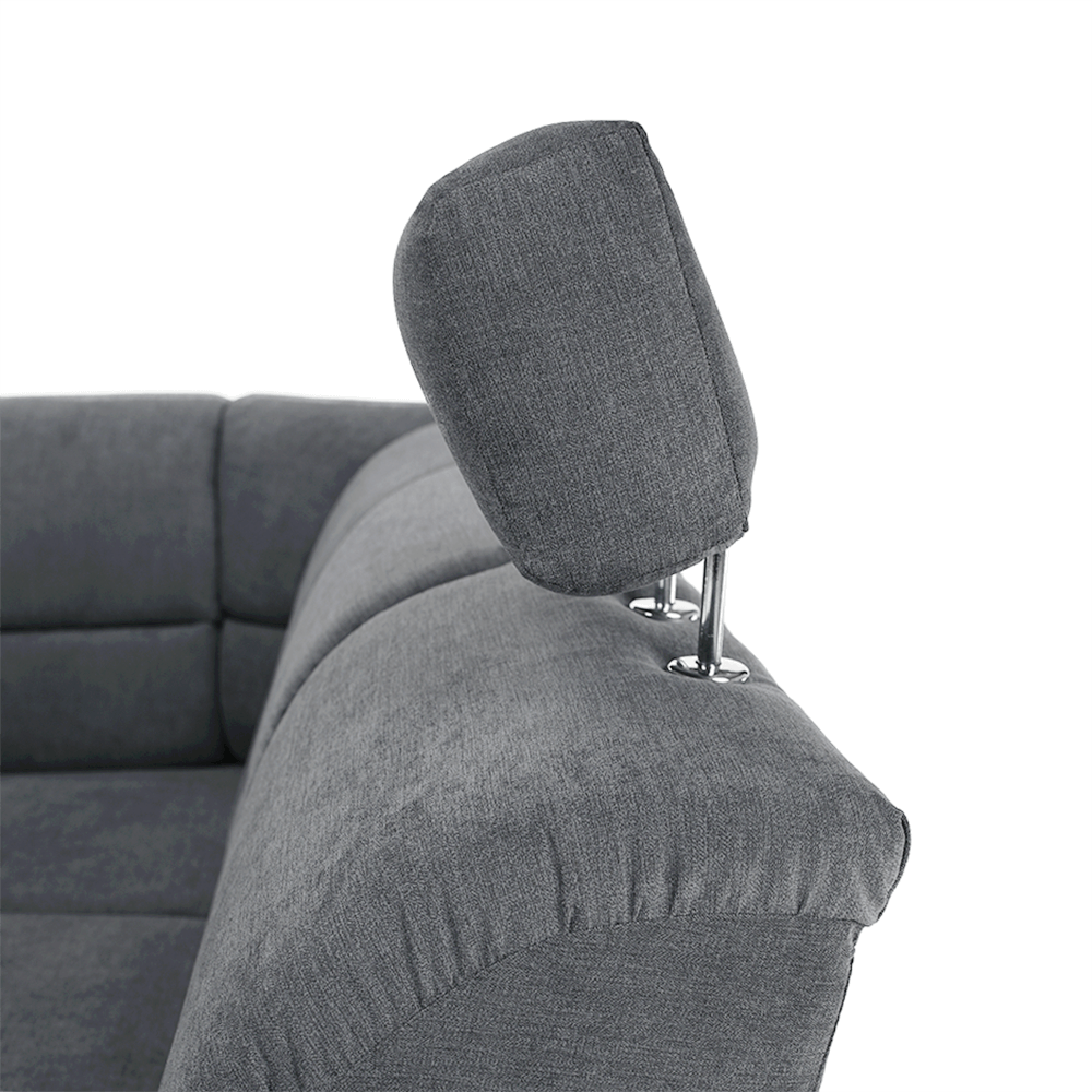 Colţar extensibil, material textil gri, model dreapta, SANTIAGO