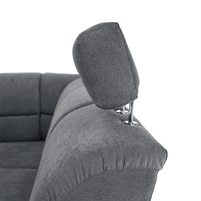 Colţar extensibil, material textil gri, model dreapta, SANTIAGO