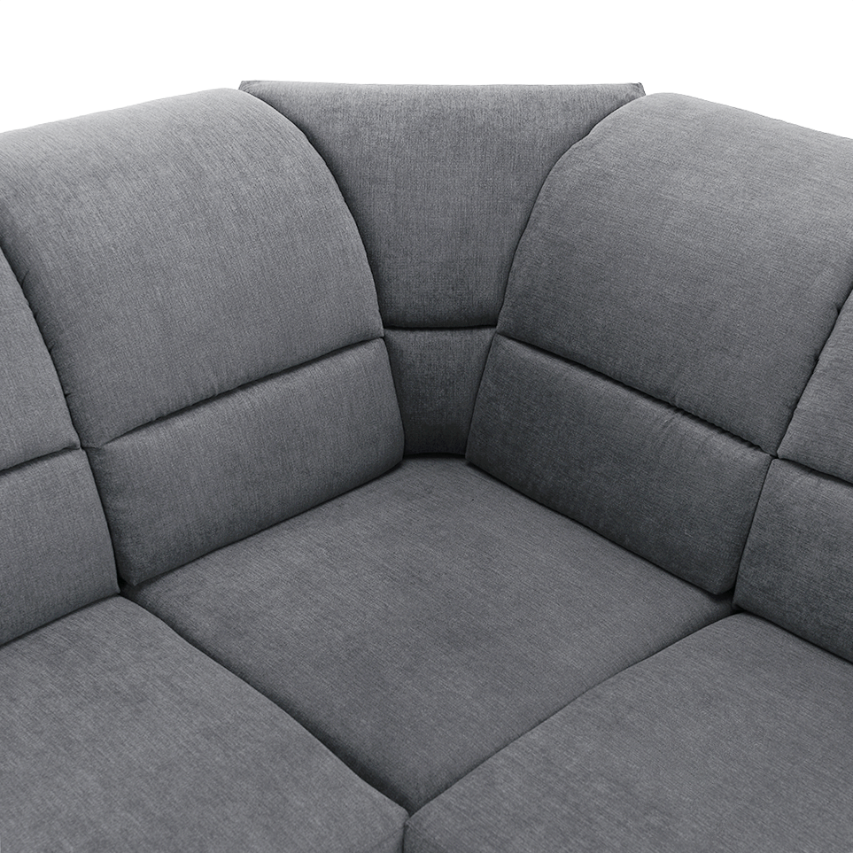 Colţar extensibil, material textil gri, model dreapta, SANTIAGO