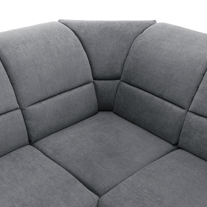 Colţar extensibil, material textil gri, model dreapta, SANTIAGO