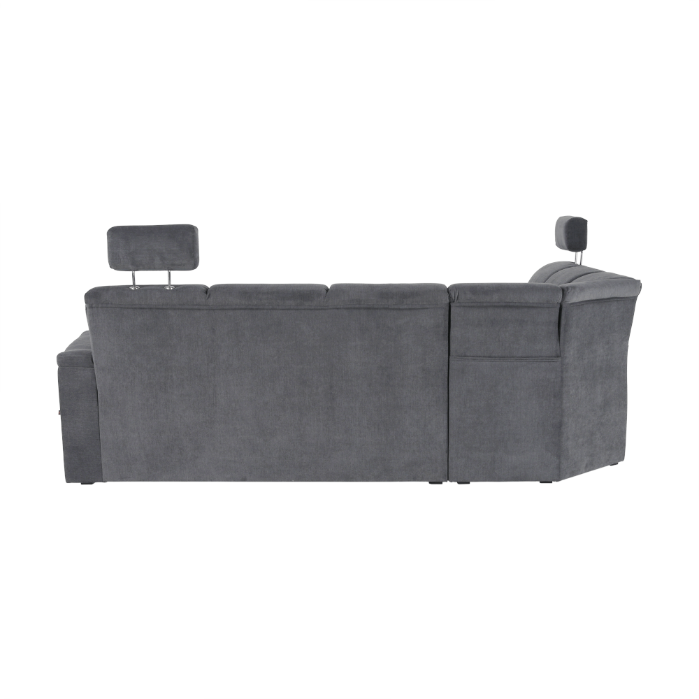 Colţar extensibil, material textil gri, model dreapta, SANTIAGO