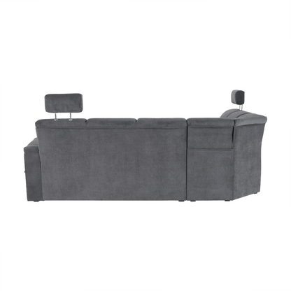 Colţar extensibil, material textil gri, model dreapta, SANTIAGO