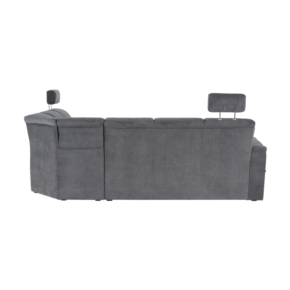 Colţar extensibil, material textil gri, model dreapta, SANTIAGO