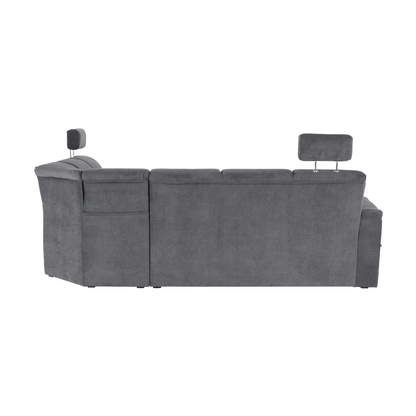 Colţar extensibil, material textil gri, model dreapta, SANTIAGO