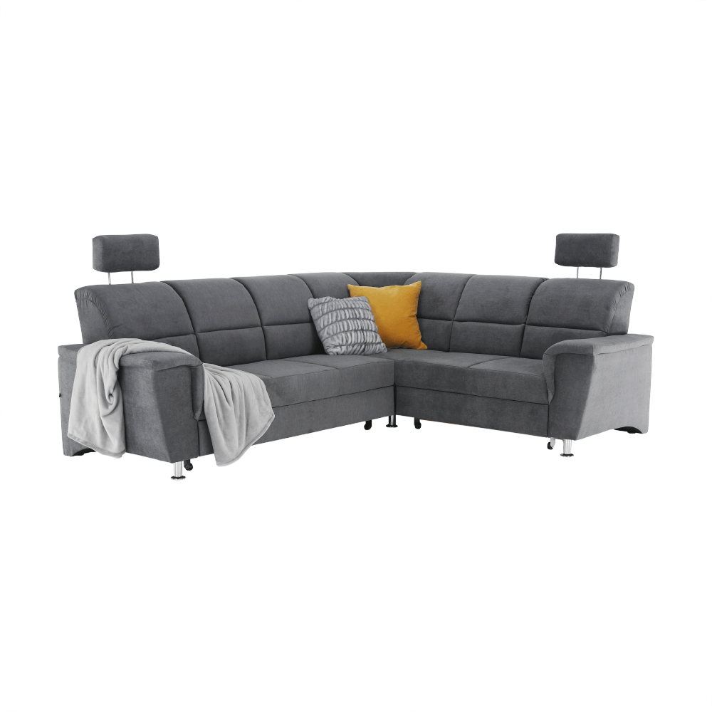 Colţar extensibil, material textil gri, model dreapta, SANTIAGO