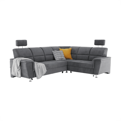 Colţar extensibil, material textil gri, model dreapta, SANTIAGO