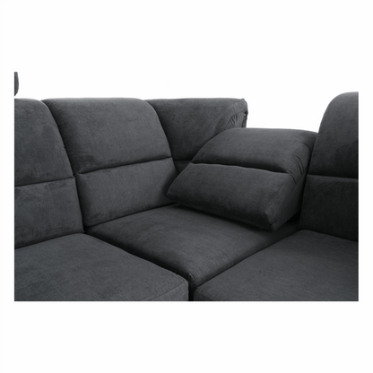 Colţar, piele eco neagră/textil gri închis, stânga, SANTIAGO U