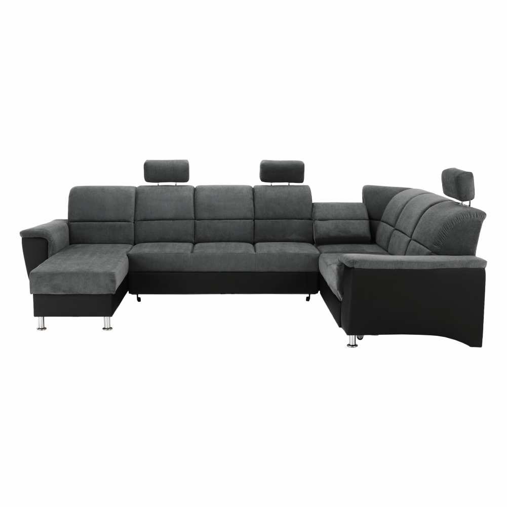 Colţar, piele ecologică negru/material, model dreapta, SANTIAGO U