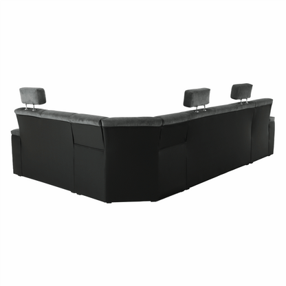 Colţar, piele ecologică negru/material, model dreapta, SANTIAGO U