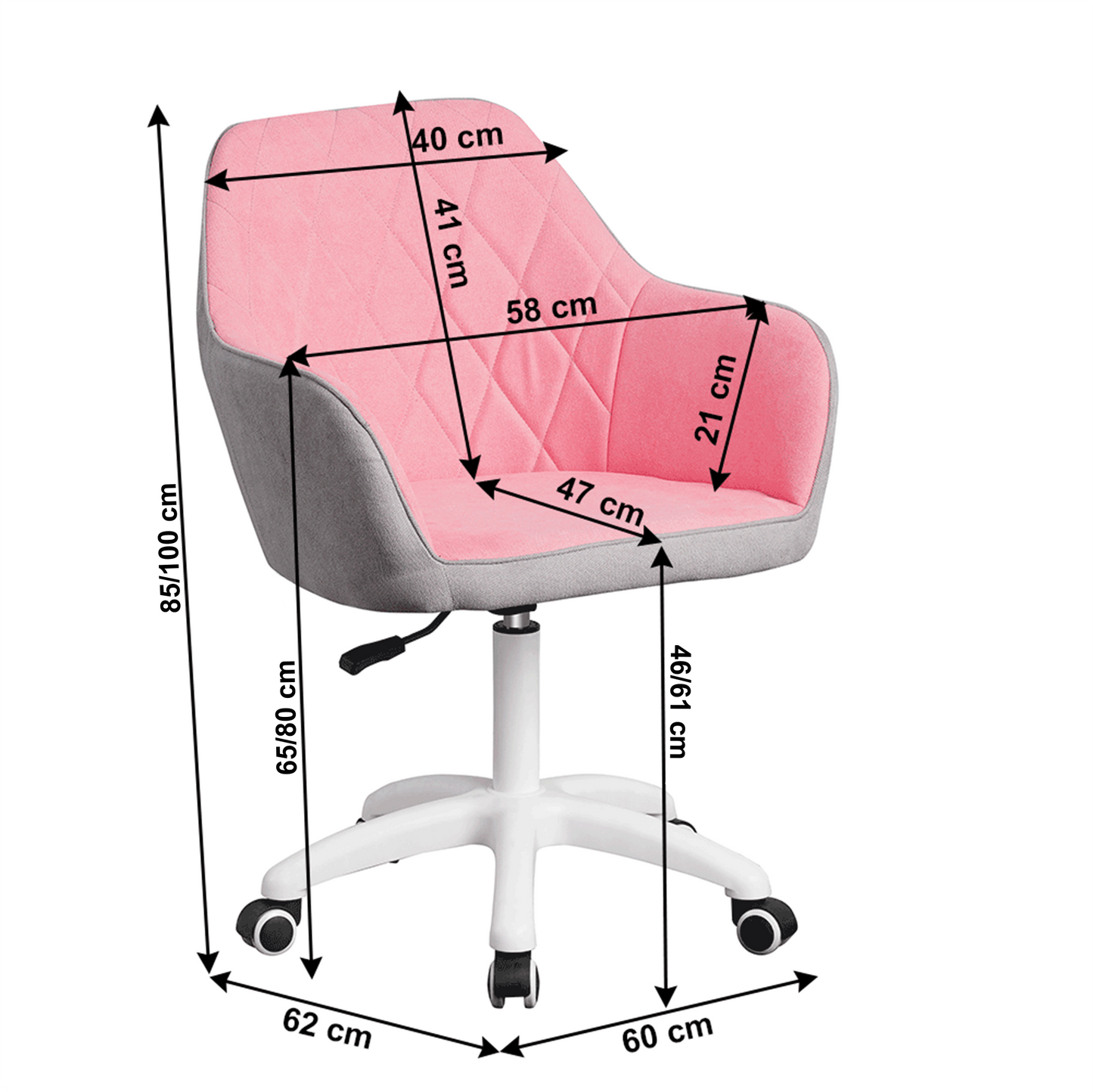 Scaun de birou, material roz/gri/alb, SANTY