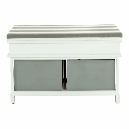 Bancă cu  pernă, 2 sertare, alb/gri, SEAT BENCH  2 NEW