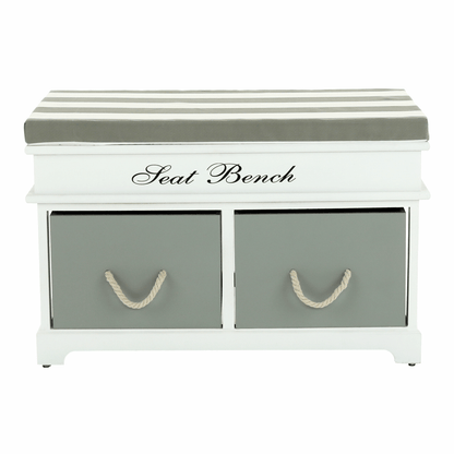 Bancă cu  pernă, 2 sertare, alb/gri, SEAT BENCH  2 NEW