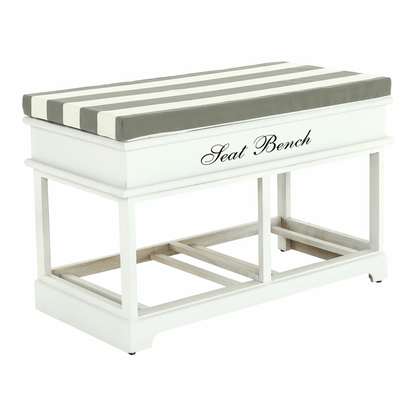Bancă cu  pernă, 2 sertare, alb/gri, SEAT BENCH  2 NEW