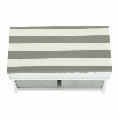 Bancă cu  pernă, 2 sertare, alb/gri, SEAT BENCH  2 NEW