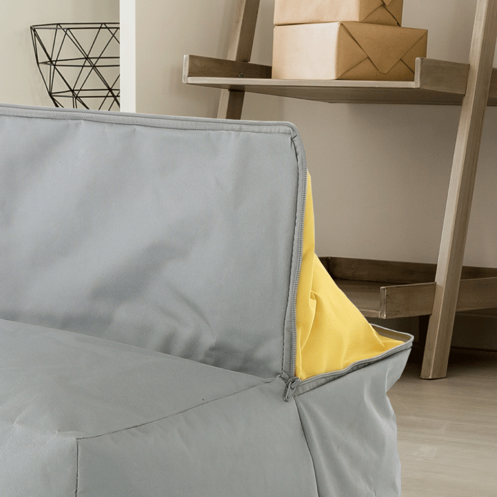 Fotoliu tip sac, gri/material textil verde, ALIMOR