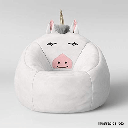 Fotoliu tip sac unicorn, alb, INOROG