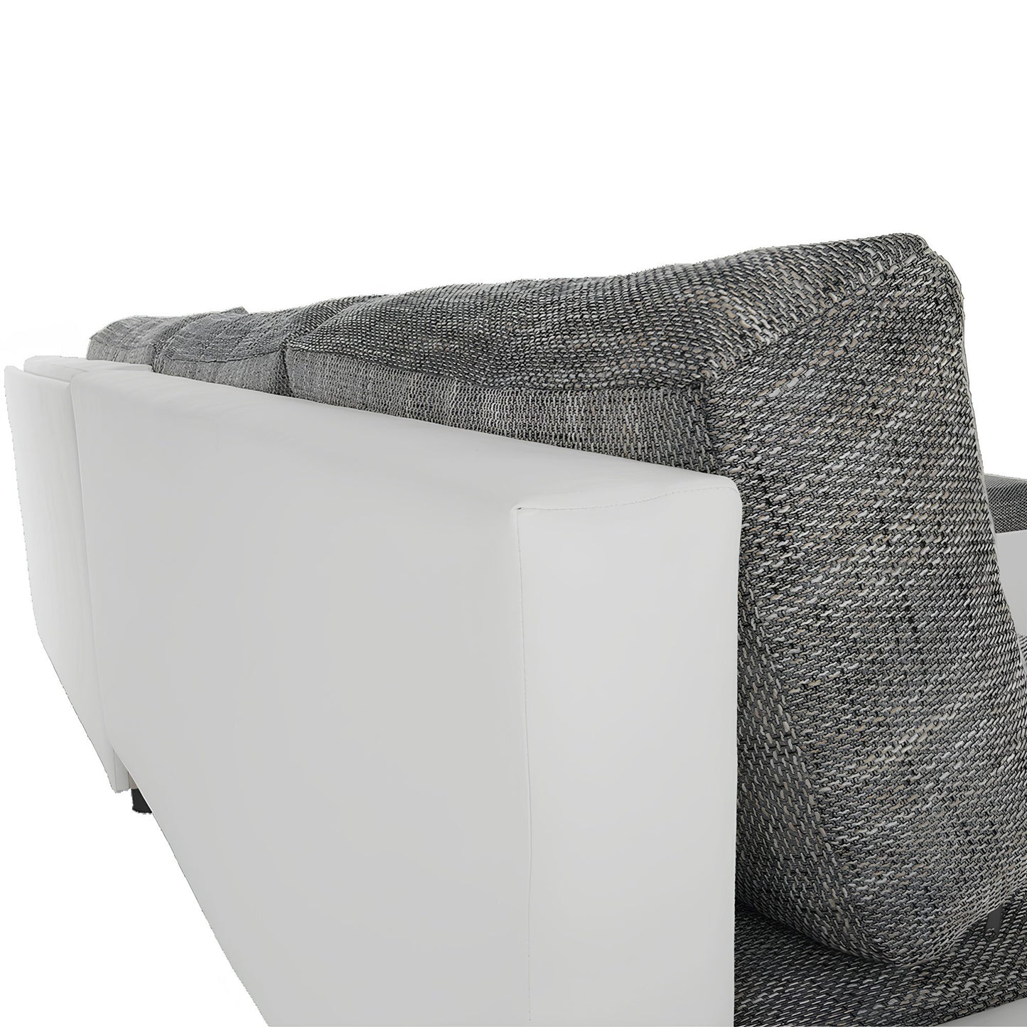 Colţar, piele ecologică/ alb/material  gri melir, TONIKS