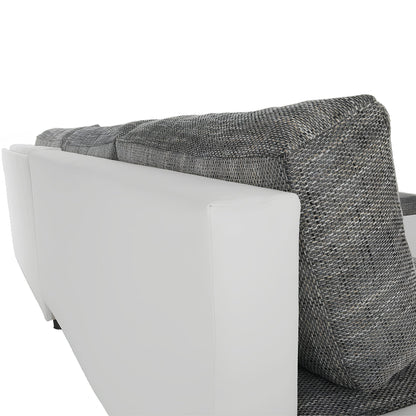 Colţar, piele ecologică/ alb/material  gri melir, TONIKS