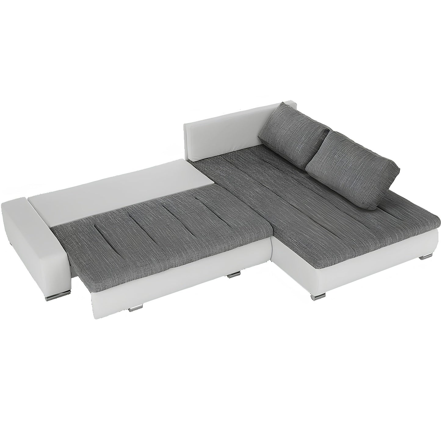 Colţar, piele ecologică/ alb/material  gri melir, TONIKS