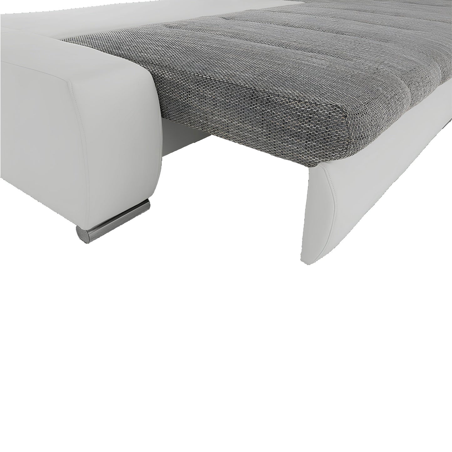 Colţar, piele ecologică/ alb/material  gri melir, TONIKS