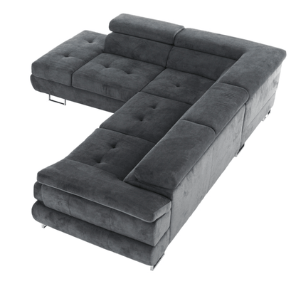 Set canapea, gri, material textil, stânga, BUTON P
