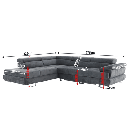 Set canapea, gri, material textil, stânga, BUTON P