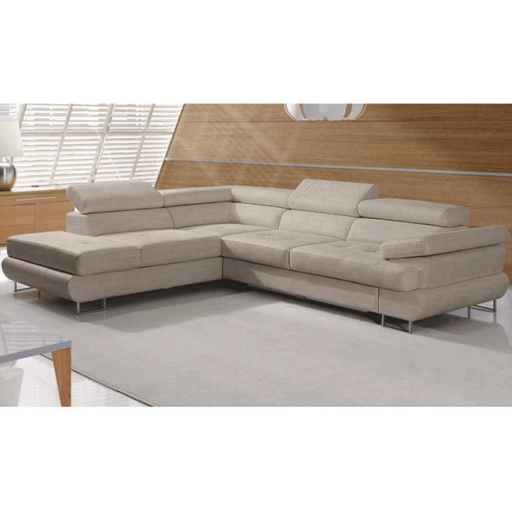 Set canapea, maro deschis melanj, material textil, stânga, BUTON P