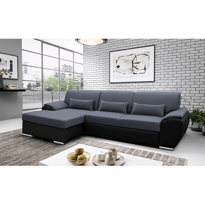 Colţar extensibil, negru/gri închis, model stânga, EMILY