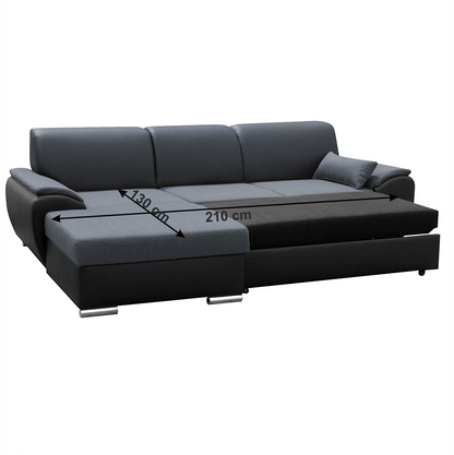 Colţar extensibil, negru/gri închis, model stânga, EMILY