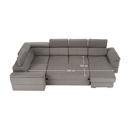 Colţar, gri maroniu Taupe, model dreapta, SEGORIA ROH U