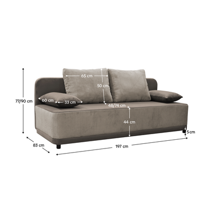 Canapea extensibilă, gri-bej Taupe, SENTY