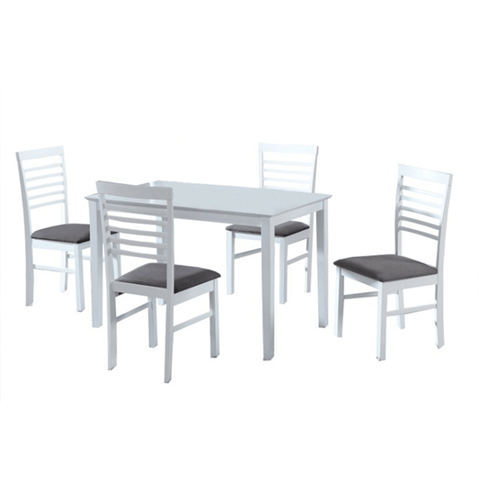 Set de bucătărie, MDF alb/textil gri, BRISBO 1+4