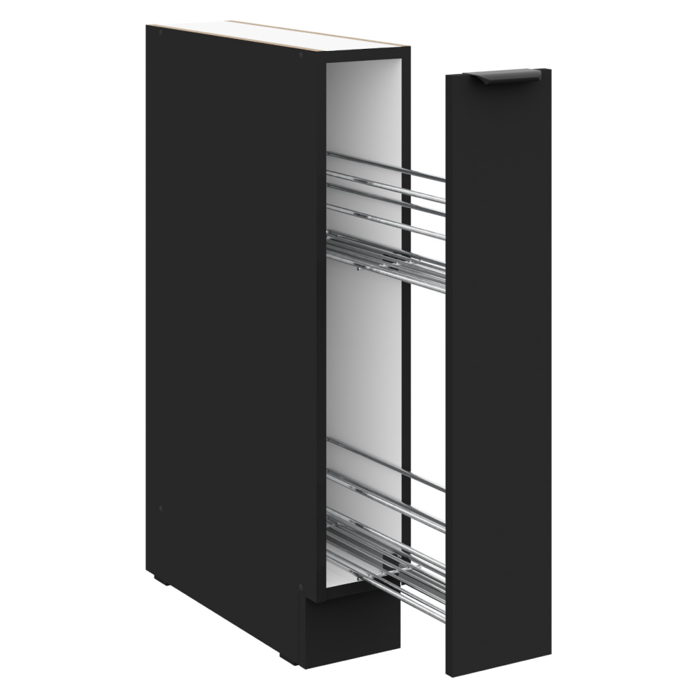 Dulap inferior cu coş extensibil, negru, SIBER 15 D CARGO BB