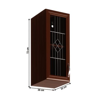 Dulap superior G30S cu geam, model stânga, nuc Milano, SICILIA