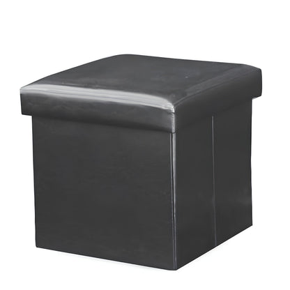 Taburet pliabil, piele eco neagră, TELA NEW