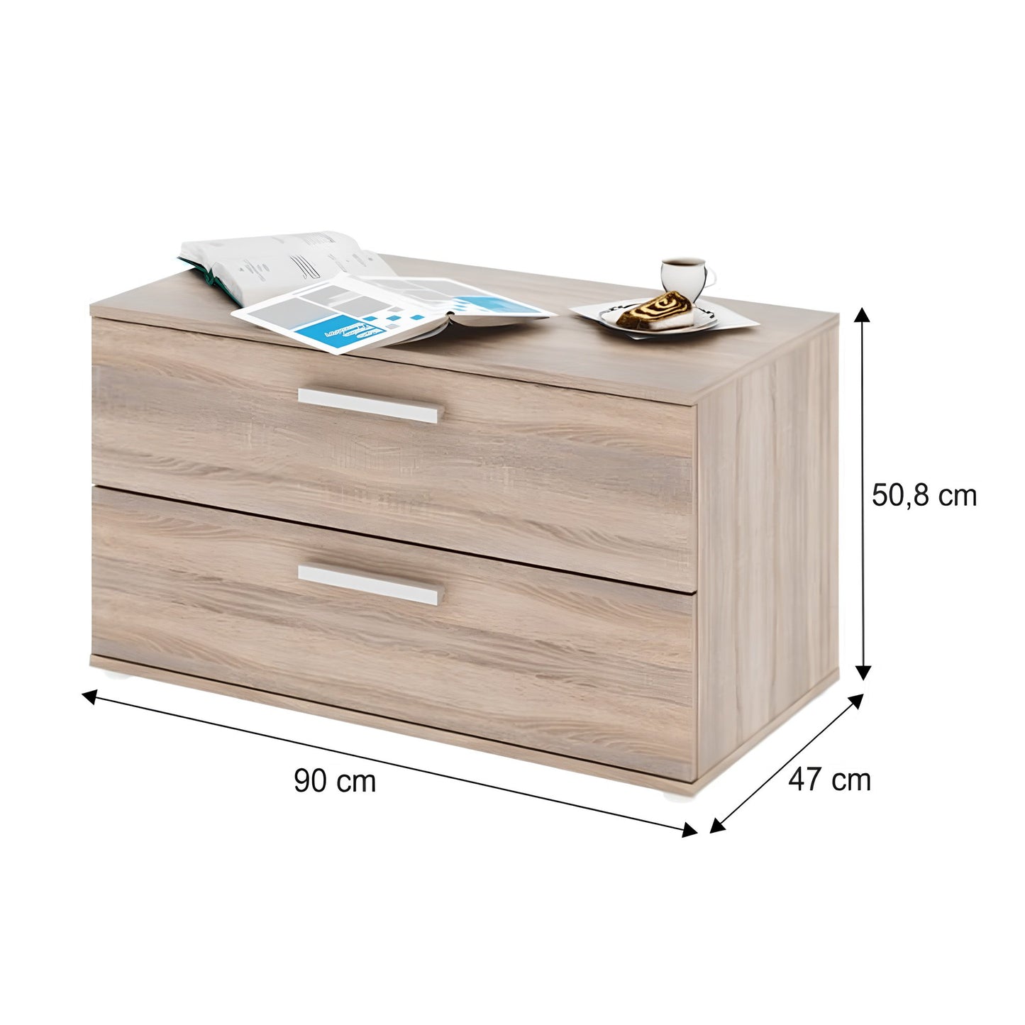 Dulap mic cu 2 sertare, PAL melaminat, stejar sonoma, DUNAJ TYP 8