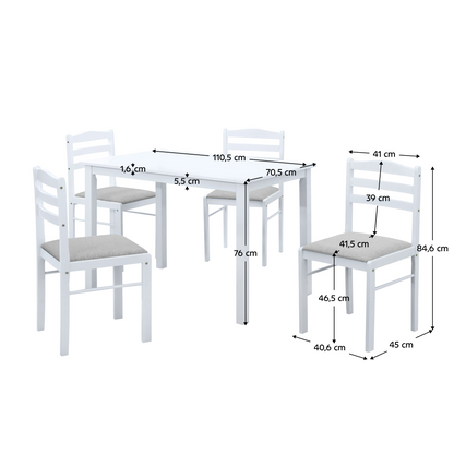 Set de sufragerie 1+4, alb/gri bej, SOMIN