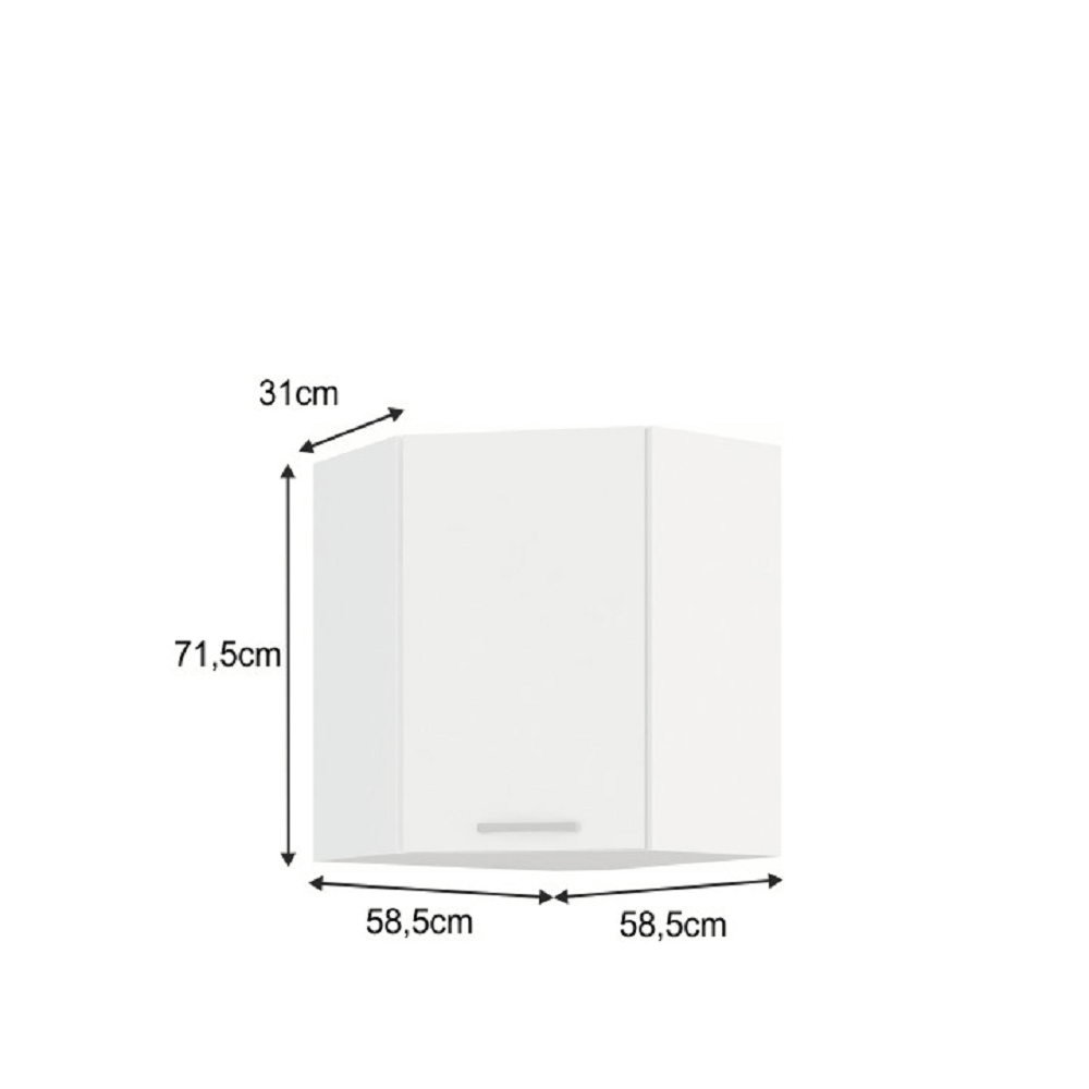 Dulap superior de colţ, alb, SPLIT 58x58 GN-72 1F