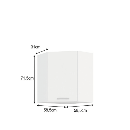 Dulap superior de colţ, alb, SPLIT 58x58 GN-72 1F