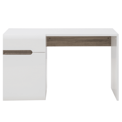 Masă PC, alb extra lucios HG/stejar sonoma închis trufă, LYNATET Tip 80