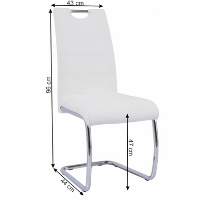 Scaun dining, alb/cusătură culoare deschisă, ABIRA NEW