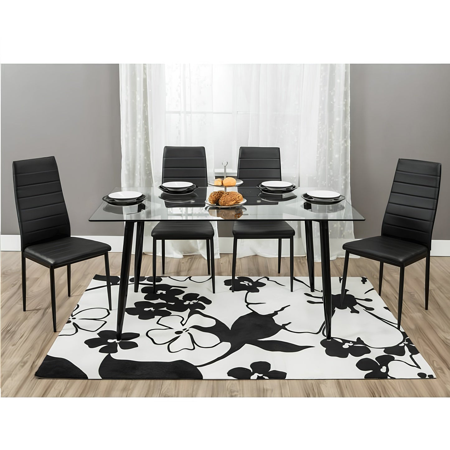 Scaun, piele eco neagră/metal negru, COLETA NOVA