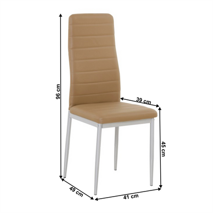 Scaune, piele ecologică caramel/metal gri, COLETA NOVA
