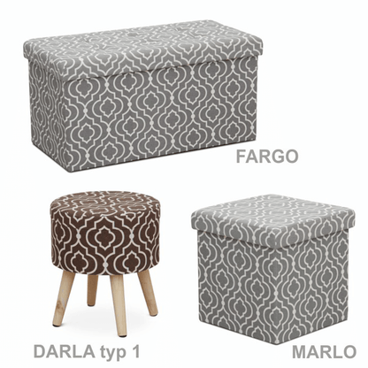 Taburet pliabil, material gri/model alb, MARLO